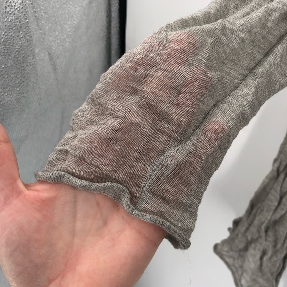 EILEEN FISHER Sweater Waterfall Open Drape Cotton Silk Cashmere Crinkle M Gauzy - Picture 3 of 9